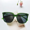 Stylish oversized sunglasses with translucent green resin frames and UV lenses - Transparent Green