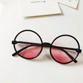 Occhiali da sole rotondi neri per bambini con lenti rosa sfumate alla moda - Stile Tondo Grande