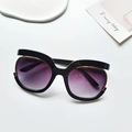 Oversized round sunglasses with black frames, purple gradient lenses and gold trim - Black Frame Double Grey
