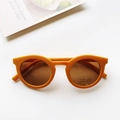 Lunettes de soleil rondes pour enfants avec monture jaune orangé mat et protection UV400 - Orange vif mat