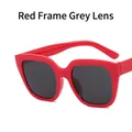 Modische Oversize-Quadrat-Sonnenbrille mit rotem Rahmen und dunkelgrauen Gläsern - Roter Rahmen graue Gläser