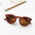 Lunettes de soleil rondes pour enfants en marron terre cuite mat avec verres UV400 - Terre Cuite Rétro