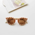 Lunettes de soleil vintage pour enfants avec monture rayée orange blanc et UV400 - Rayé Horizontal Orange Blanc