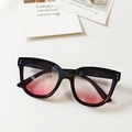 Kids black frame sunglasses with pink gradient lenses and metal stud accents - Bead Rivet Style