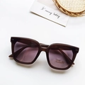 Kids square cat-eye sunglasses in brown frame with purple gradient UV400 lenses - Jelly Green