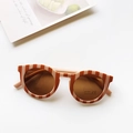 Lunettes de soleil rétro pour enfants, monture rayée orange, protection UV400 - Rayé Vertical Orange Beige
