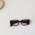 Retro black square frame sunglasses for children with pink gradient blush lenses - Narrow Frame Style