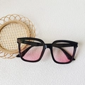Kids square black frame sunglasses with pink gradient lenses for outdoor fashion style - Fashion Big Frame Style