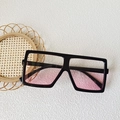 Kids square sunglasses with black frame and pink gradient lenses for toddlers - Oversized Frame Style