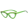 Occhiali da sole retrò cat-eye verde trasparente con bordo superiore in metallo dorato - Lente Piana Anti-Luce Blu / Verde Trasparente
