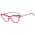 Vintage cat-eye sunglasses in translucent bright pink with UV protective lenses - Anti-Blue Light Plain Lens / Rose Red Frame with Purple Legs