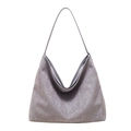 Elegante graue Strass-Hobo-Tasche mit funkelnden Kristallen und feinem Schulterriemen - Grau