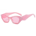 Pink translucent geometric cat eye sunglasses with silver glitter finish for women - One Size / Transparent Pink Glitter Pink Lenses
