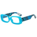 Occhiali blu rettangolari moderni con stanghette a righe per uno stile di moda hip-hop - Montatura blu