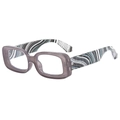 Retro purple translucent square frame glasses with wavy pattern temples on white background - Transparent Grey