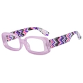 Retro square hip-hop glasses with translucent purple frames and wavy patterned temples - Light Purple Frame