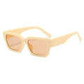 Occhiali da sole retrò quadrati con montatura bianco crema e lenti arancioni per sport - Montatura Beige Lenti Tè Trasparenti