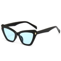 Schicke Cat-Eye-Dreieck-Sonnenbrille mit schwarzem Rahmen und hellblauen Gläsern - Schwarzer Rahmen Transparent Blaues Glas