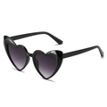 Occhiali da sole a cuore alla moda con montatura nera e lenti viola sfumate - Montatura Nera Doppia Lente Grigia