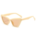 Cat-Eye-Sonnenbrille mit cremefarbenem Rahmen, orangen Gläsern und Goldverzierung - Beiger Rahmen Tee-Gläser