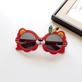 Lunettes de soleil lion pour enfants en rouge avec oreilles d'animaux et verres UV - Rouge