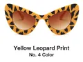 Cat eye oversized sunglasses with bold yellow leopard pattern and gradient lenses - Yellow Leopard