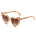 Occhiali da sole alla moda a forma di cuore con montatura rosa nude e lenti sfumate - Montatura Arancione Doppie Lenti Marroni