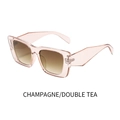 Vierkante gepolariseerde zonnebril met champagne montuur en thee-kleurige gradiënt glazen - Lichtbruin Frame Thee Lens