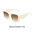 Modieuze gepolariseerde rechthoekige zonnebril met beige montuur en bruine glazen - Rijstwitte Frame / Theekleurige Lenzen