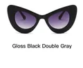 Occhiali da sole cat-eye nero lucido con lenti grigie sfumate e montatura a farfalla chic - Nero Lucido / Sfumato Grigio