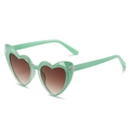 Occhiali da sole a cuore con montatura verde menta e lenti marroni sfumate - Nuovo Stile / Regolare (incl. IVA 13%) Montatura verde gelatina lenti tè doppio