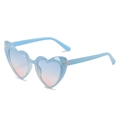 Occhiali da sole a cuore con montatura azzurra trasparente e lenti sfumate blu e rosa - Nuovo Stile / Montatura blu standard con lenti blu-rosa