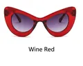 Retro butterfly cat eye sunglasses featuring wine red frames and purple gradient lenses - Burgundy