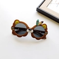 Lunettes de soleil lion pour enfants marron avec plumes colorées et verres ronds - Marron