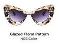 Retro cat eye sunglasses with tortoiseshell frame and purple gradient lenses - Floral Multicolor