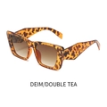 Fashionable leopard print square polarized sunglasses with double tea gradient lenses - Tortoise Shell Frame