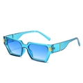 Blue translucent square sunglasses with gradient lenses and crocodile pattern on temples - Blue Frame / Blue Lens