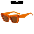 Retro cat-eye sunglasses with orange transparent frame and brown tinted lenses - Dark Tea Frame Tea Lens
