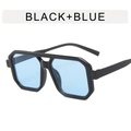 Occhiali da sole vintage quadrati con montatura nera spessa e lenti blu da donna - Montatura Nera Lenti Blu