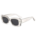 Vintage square sunglasses in transparent grey with star rivets and dark grey lenses - Transparent Grey Frame Grey Lens