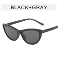 Gafas de sol ojo de gato negras para mujer con lentes grises y un acabado retro audaz - Montura Negra Gris Completo