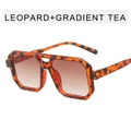 Lunettes de soleil vintage double pont écaille avec verres dégradés marron - Monture Léopard Verres Thé Dégradés