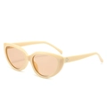 Occhiali da sole cat-eye retrò hip-hop con montatura crema e lenti arancioni alla moda - Montatura Beige Lenti Tè Trasparenti