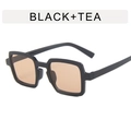 Gafas de sol cuadradas retro con montura negra y lentes té en vista de 45 grados - Montura Negra Lentes de Té
