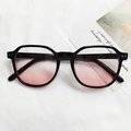Occhiali retrò con montatura poligonale nera e lenti rosa sfumate su tessuto - Montatura Nera Lente Blush