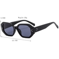 Gafas de sol negras poligonales con remaches plateados y lentes de resina UV400 - Negro