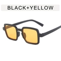 Gafas de sol retro cuadradas con montura negra y lentes amarillas transparentes - Montura Negra Lentes Amarillas