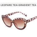 Retro Katzenaugen Sonnenbrille mit Leopardenmuster Rahmen und braunen Gläsern - Leopard-Tee Gradient Rahmen Tee Gläser