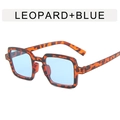 Gafas de sol cuadradas de leopardo con lentes azules y montura retro vintage - Montura de Leopardo Lente Azul