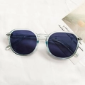 Fashionable transparent light blue sunglasses with gradient purple lenses for women - Blue